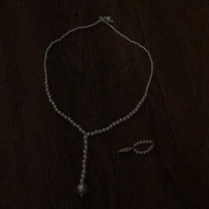 Homemade pearl necklace and ring set
